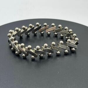 Vintage 925 Sterling Silver Ball &
Bar Link Bracelet 36g 7"
Modernist Design
